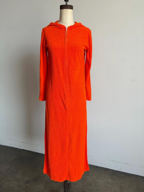 orange terry cloth dress Current Mood Terry Cloth Front Tie Mini Dress