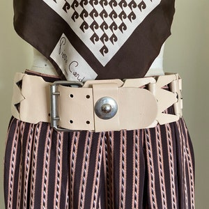 Vintage 60&#39;s Leather Belt, Wide Belt, High Waisted