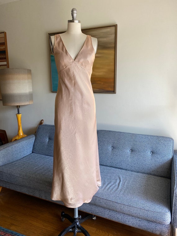 Vintage Pale Gold Slip Dress / Bias Cut Dress / Ma