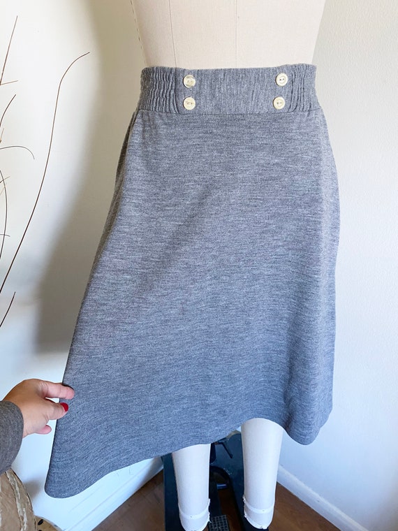 Vintage 60's Knit Skirt, Grey, XS S - image 4