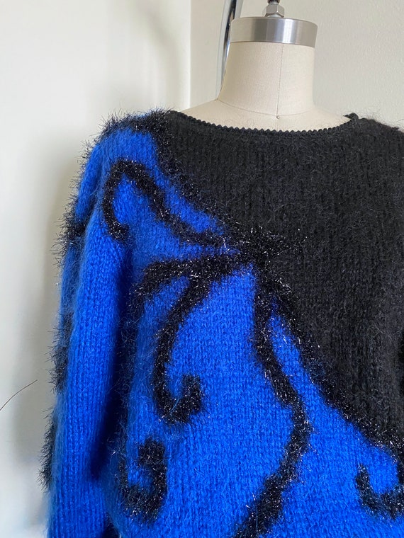 Vintage 80's Mohair Sweater, Two Tone Sweater, Me… - image 5