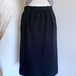 Vintage Saint Laurent Black Wool Skirt,  27&quot; Waist