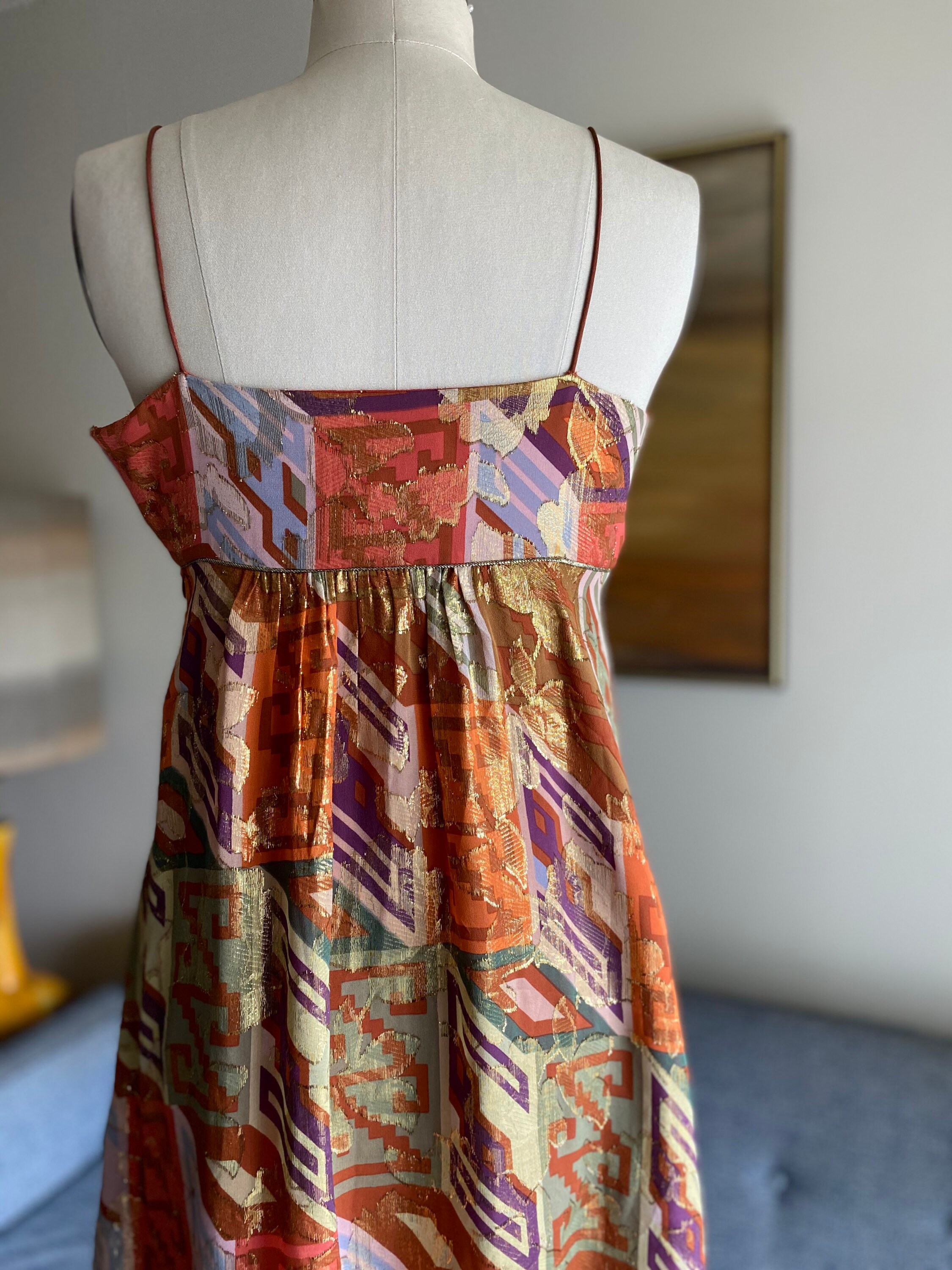 Vintage Nicole Miller Collection Silk Metallic Dress XS Etsy Canada