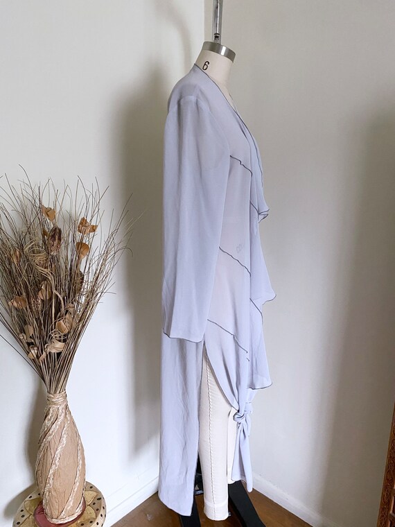 Chico‘s Duster Rayé Moderne – Femme – Taille M – Ouvert Devant – Beige Et Blanc