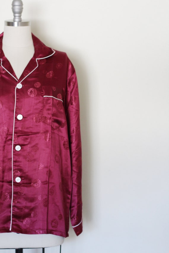 Vintage Silk Blouse, Pajama Top, Oversized Blouse… - image 7
