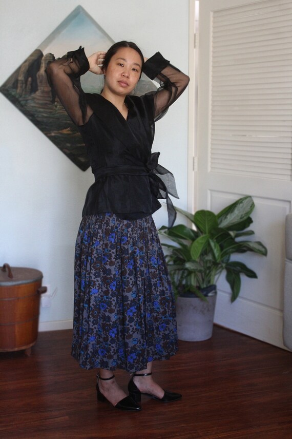 90's Sheer Black Organza Wrap Jacket / Sheer Sleev