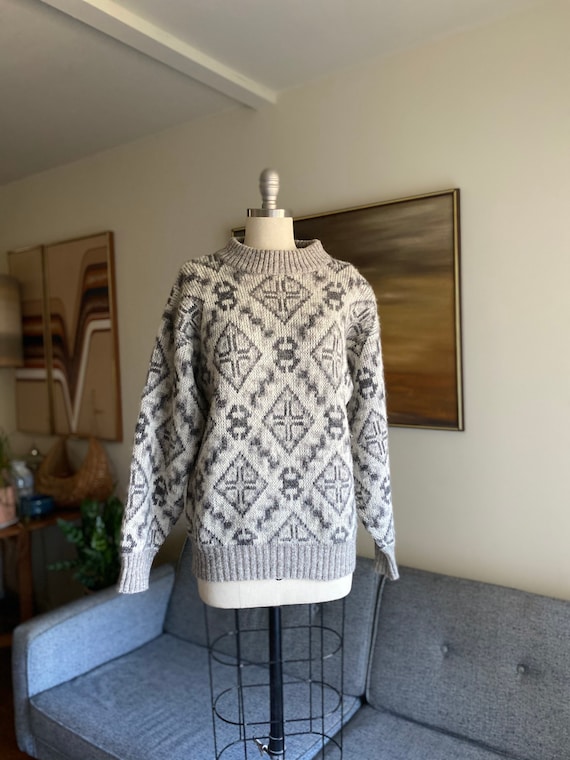 Vintage Wool Sweater / Oversized Sweater / Grey Ab