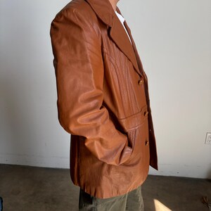 Vintage 70's Men’s Leather Blazer, Western Style, M L image 6