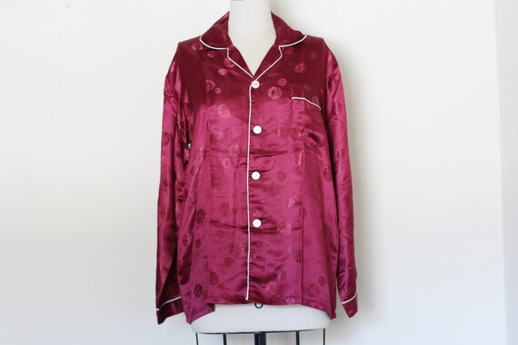 Vintage Silk Blouse, Pajama Top, Oversized Blouse… - image 4