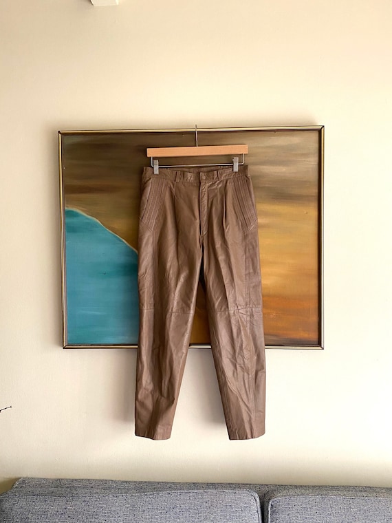 80's Leather Pants / Slouchy / High Waisted Pants