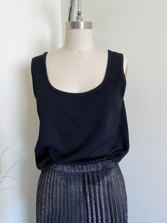 Vintage Black Knit Tank, St.John, Black, M - image 1