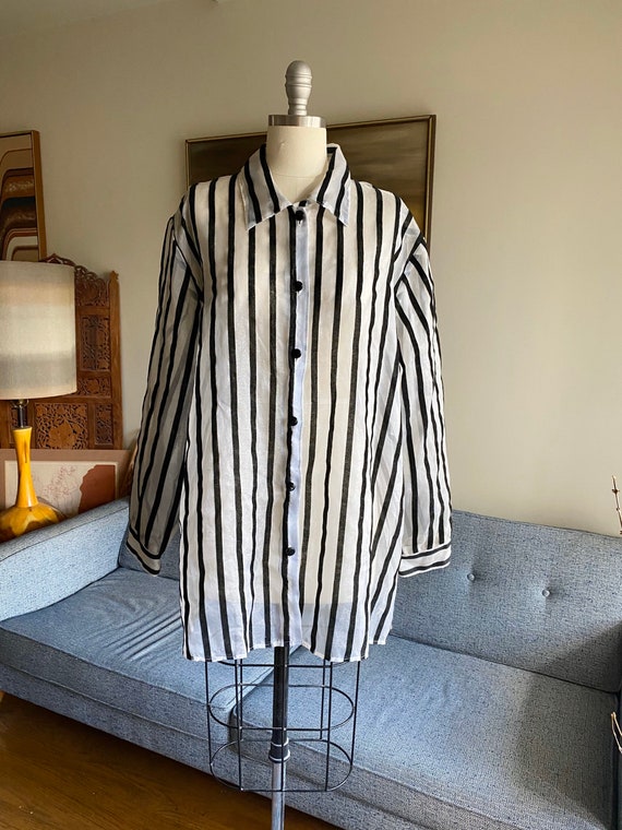 Vintage Sheer Organza Blouse / Oversized Organza T