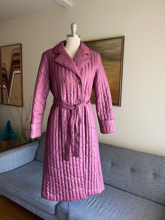 Vintage 80's Belted Puffer Coat, Rain Coat, S M