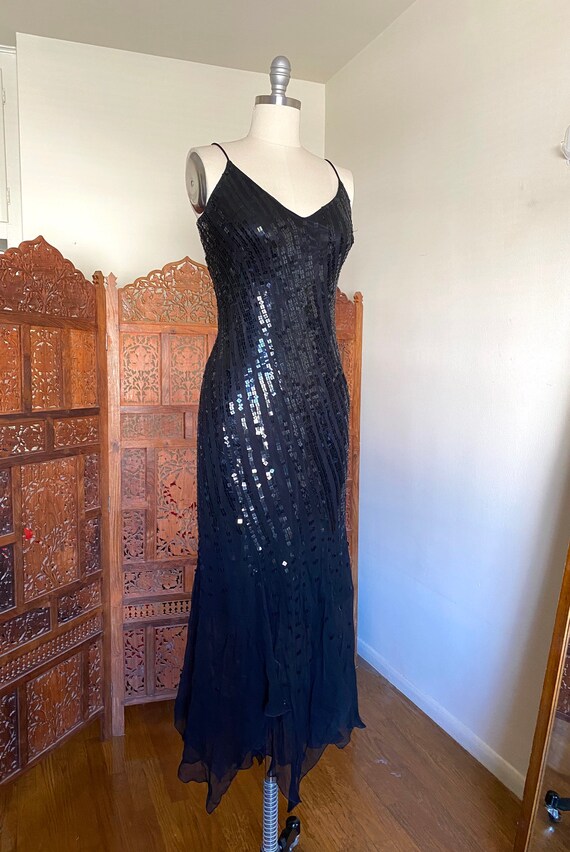 Vintage Silk Sequin Chiffon Slip Dress / Timeless