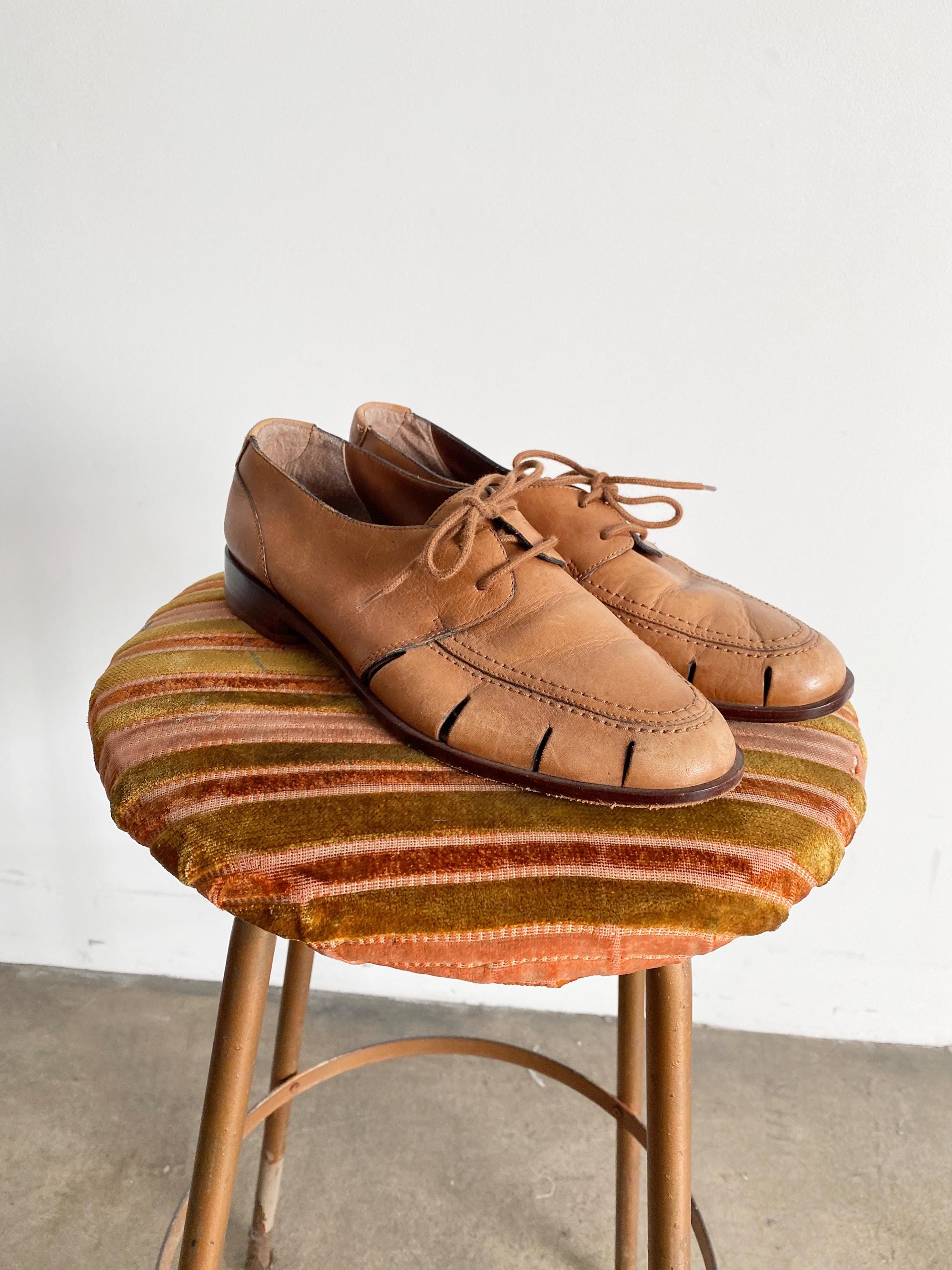 New Stephane Kelian Paris Mens perforated cap toe leather, laces brown suede 6.5 Stephane Kelian woven shoes platform flats 38.5 | eBay main image 4