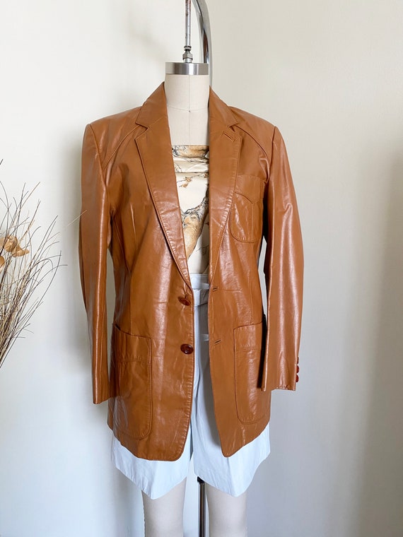 70s brown leather blazer - Gem