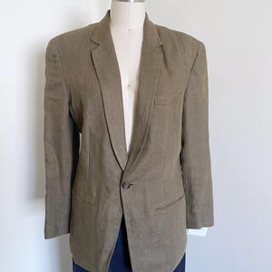 Vintage DKNY Linen Blazer, Olive Green