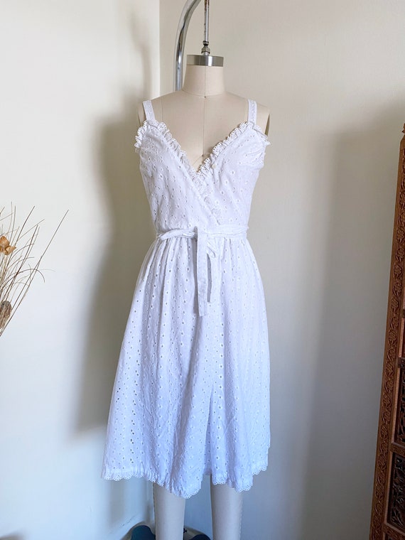 Vintage Lanz eyelet dress, Cotton Blend, XS - image 1