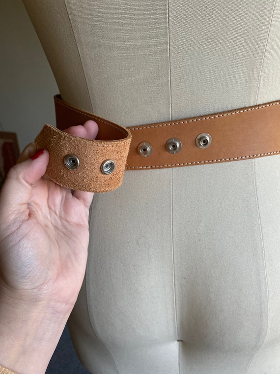 Vintage Leather and Beaded Belt, High Waisted Bel… - image 6