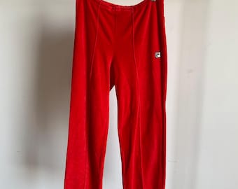 Vintage 80's Red FILA Velour Pants, Flares