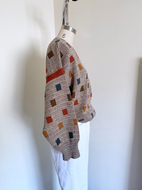 Vintage Abstract Sweater, 80's, Block Pattern - image 5