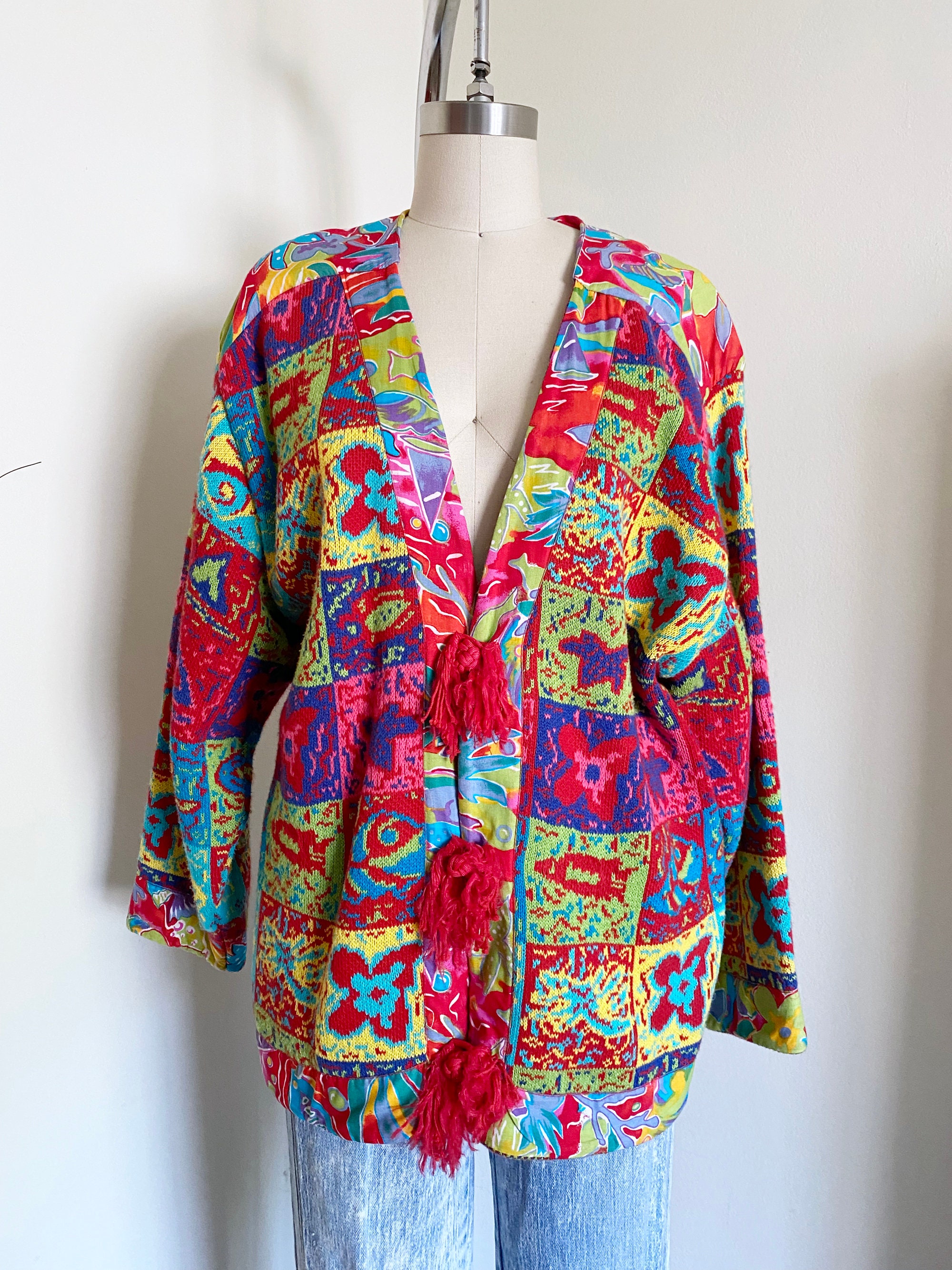 Vintage 90's Oversized Abstract Cardigan by Leoniak, Rare Designer - Etsy