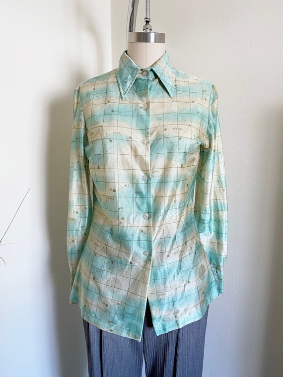 70's Zodiac Shirt, Collared Shirt, Elles Belles,