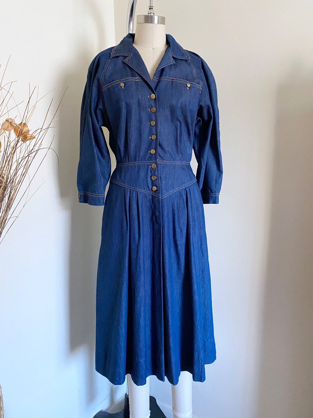 Vintage Denim Shirt Dress 80's Vintage S - Etsy