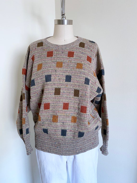 Vintage Abstract Sweater, 80's, Block Pattern - image 7