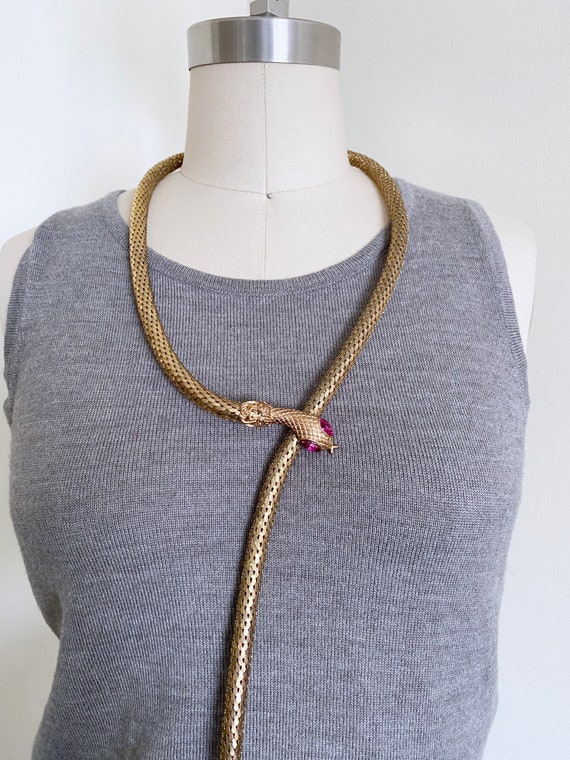 Vintage Snake Necklace, Belt, Pink Eyes, Rare and 