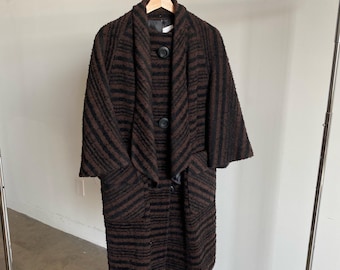 Vintage 60's Striped Wool Coat, Mid Century Modern