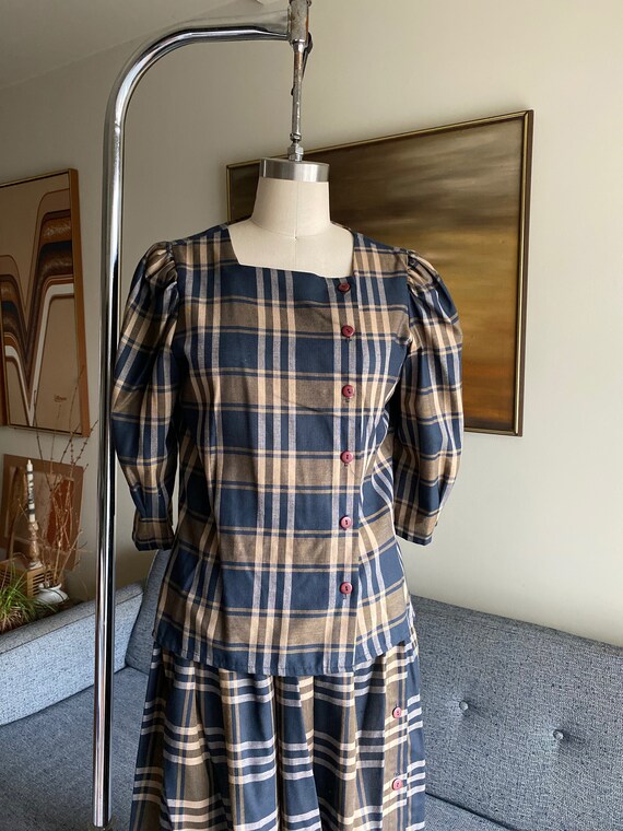 Vintage 70's Skirt Set, Praire Style Puff Sleeves… - image 6