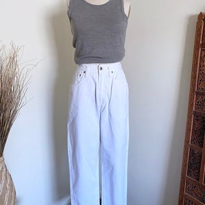 Vintage 90’s High Waisted White Denim Baggy Jeans, XS
