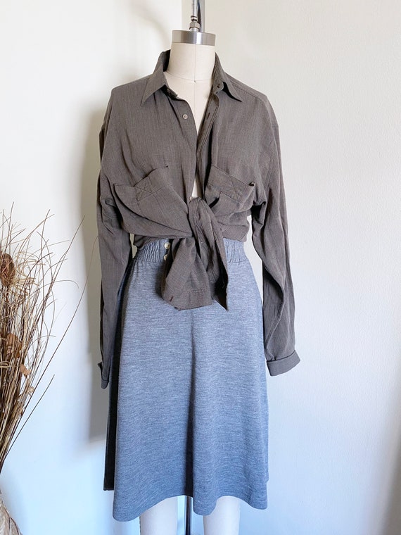 Vintage 60's Knit Skirt, Grey, XS S - image 2