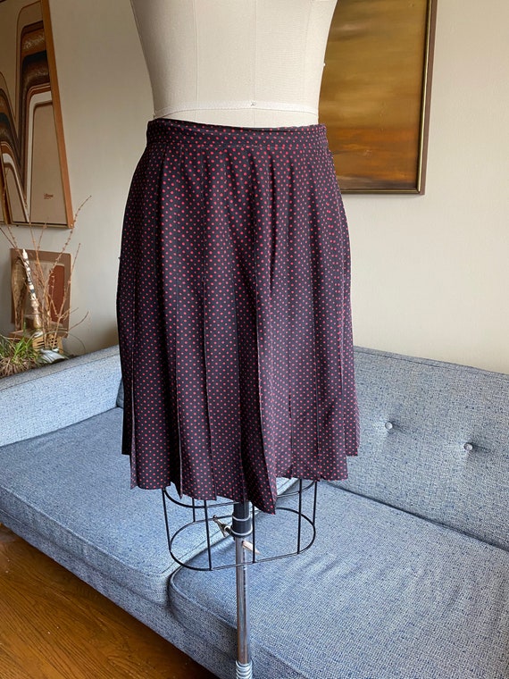 Vintage High Waisted Silk Skirt, Silk Dot Skirt, … - image 2