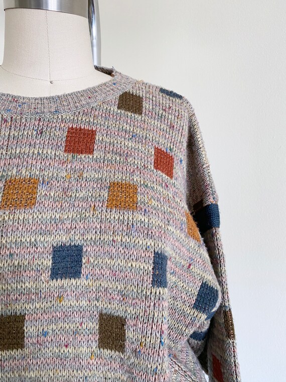 Vintage Abstract Sweater, 80's, Block Pattern - image 3