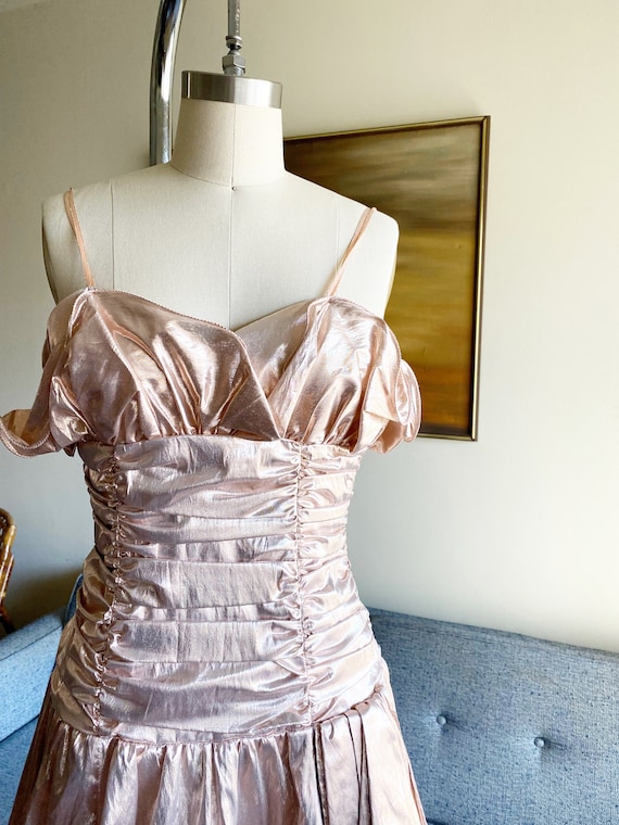 Vintage Metallic Pink Party Dress, Junior Dress, … - image 2