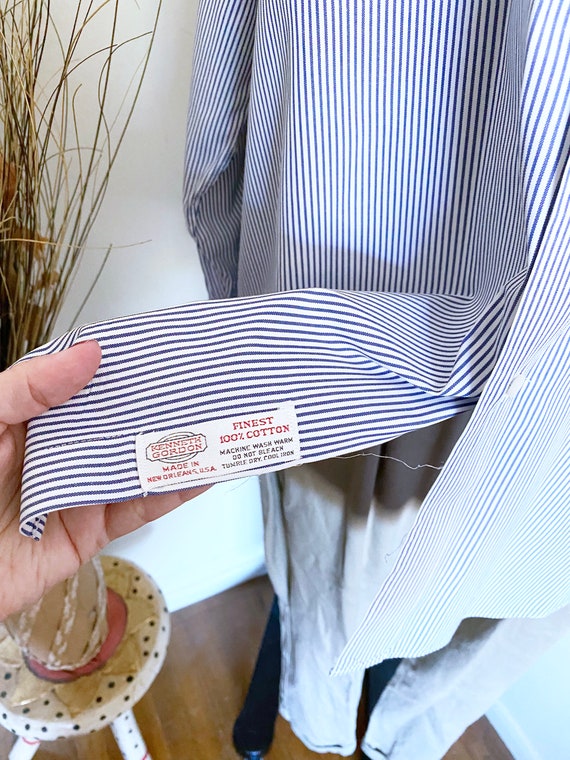 Vintage Striped Cotton Shirt, Menswear, Blue and … - image 5