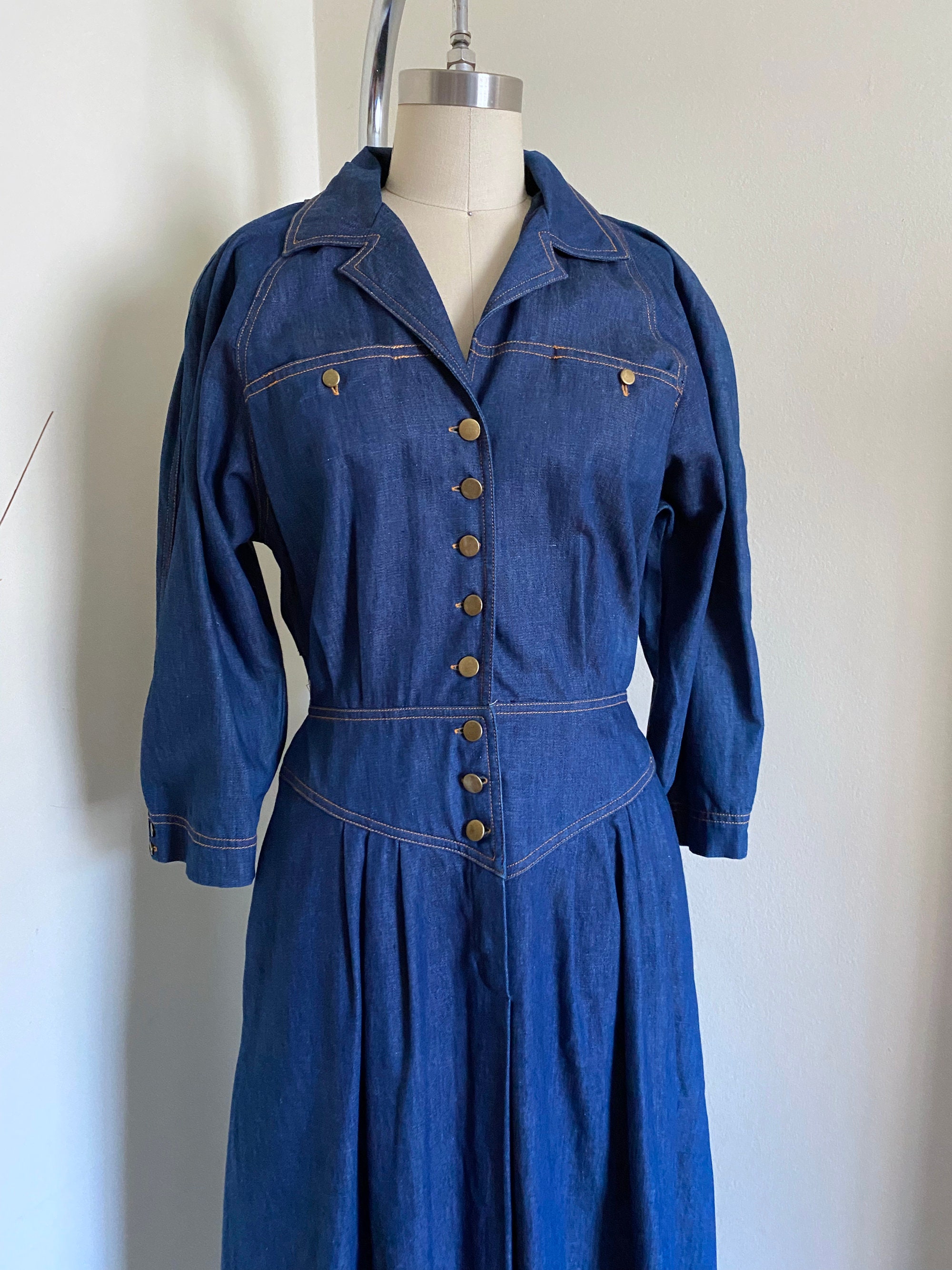 Vintage Denim Shirt Dress 80's Vintage S - Etsy