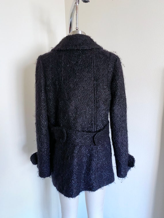 Vintage Black Mohair Coat, Double Breasted, Milly… - image 5