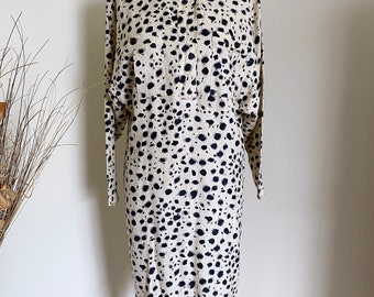 Vintage 80's Silk Animal Pattern Woven Dress