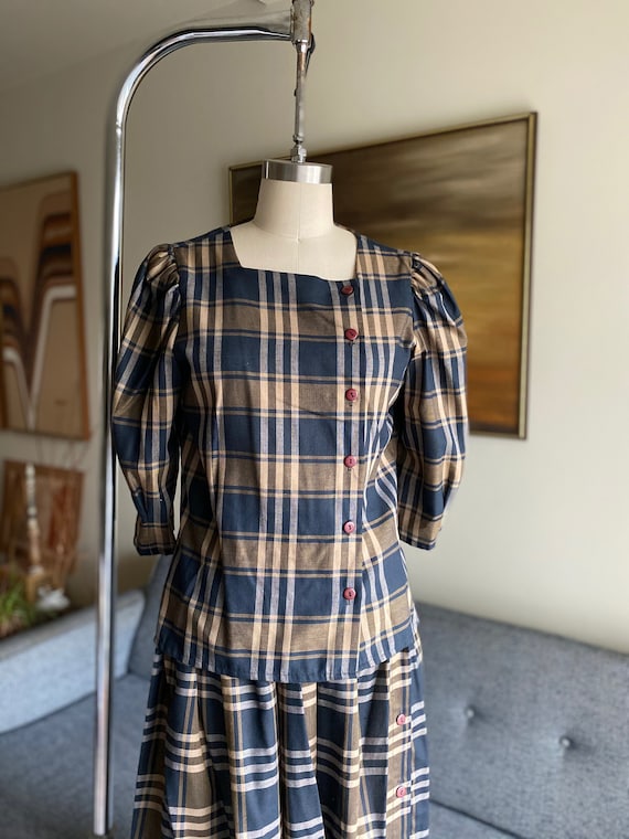 Vintage 70's Skirt Set, Praire Style Puff Sleeves… - image 10