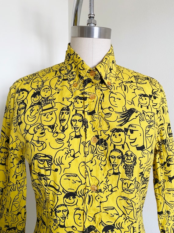 Vintage Moschino Jeans Shirt, Abstract Pattern, S - image 3