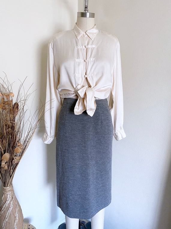 Vintage Grey Knit Skirt, Marchesa di Gresy, High W