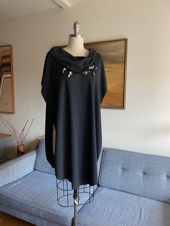 Vintage Beach Cover Up / Tunic Dress / Shell trim