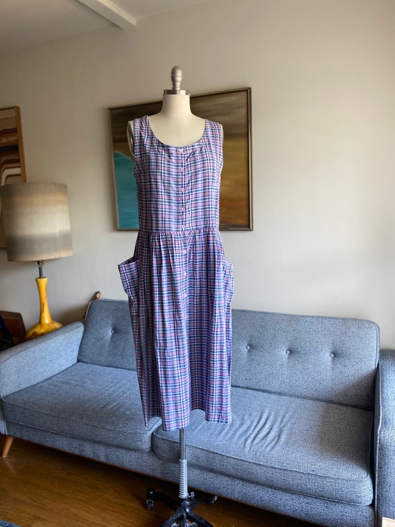 Vintage Cotton Sun Dress / Tank Dress / Midi Cotto