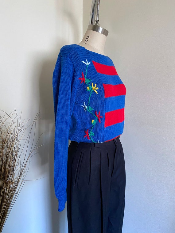Vintage Striped Embroidered Sweater, Lilly of Cali