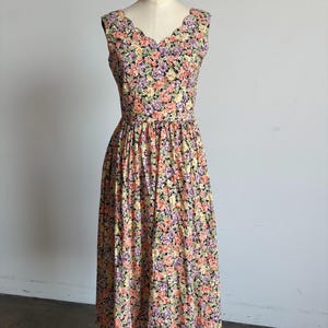 Vintage Laura Ashley Cotton Dress, Floral Pattern, Flared Bottom