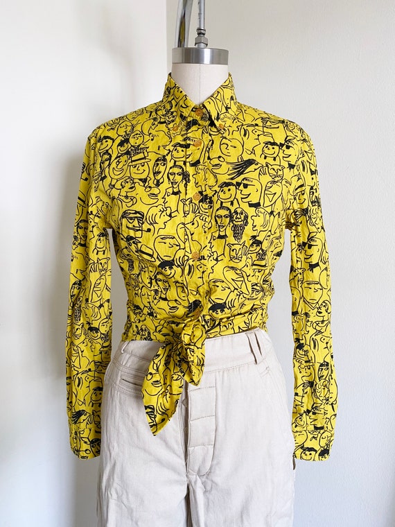 Vintage Moschino Jeans Shirt, Abstract Pattern, S - image 2