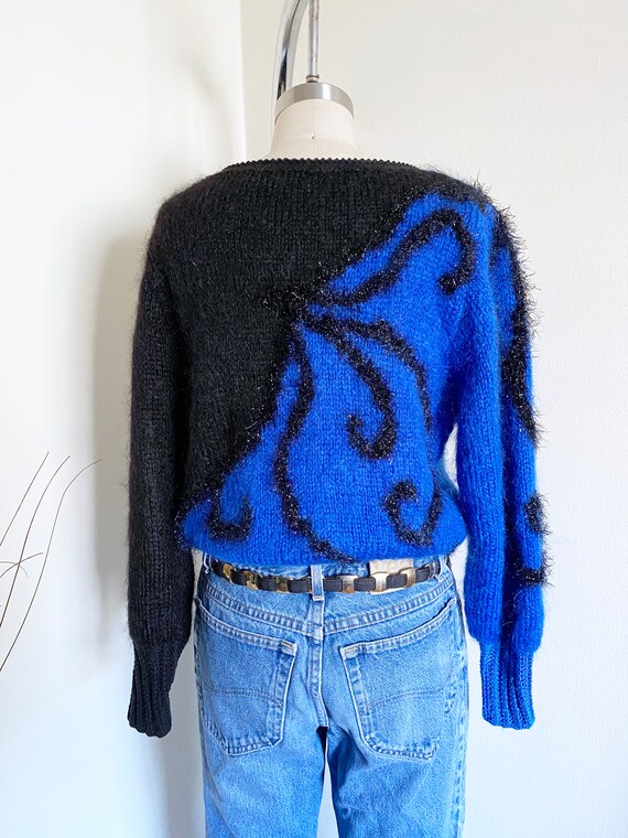 Vintage 80's Mohair Sweater, Two Tone Sweater, Me… - image 4
